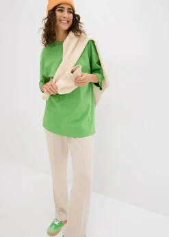 bonprix bonprix Camiseta larga de interlock Verde trébol Hot