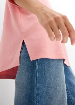 bonprix bonprix Camiseta larga de interlock rosa pálido Discount