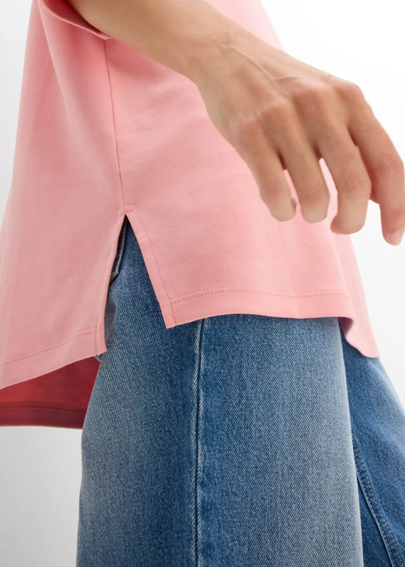 bonprix bonprix Camiseta larga de interlock rosa pálido Discount