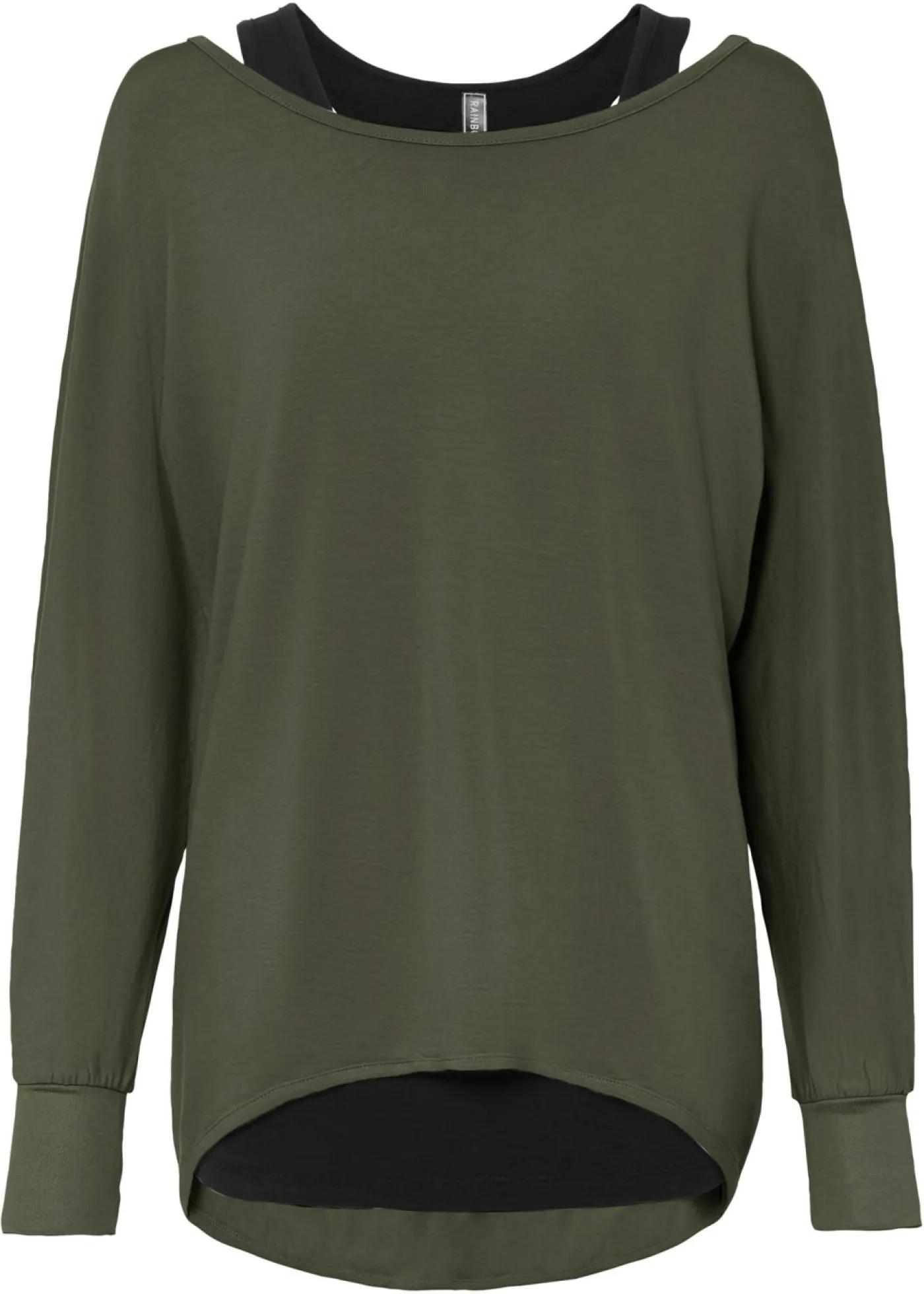 bonprix bonprix Camiseta larga de mezcla de viscosa Verde oliva oscuro-negro Sale