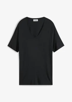 bonprix bonprix Camiseta larga de mezcla de viscosa sostenible Negro Discount