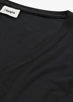 bonprix bonprix Camiseta larga de mezcla de viscosa sostenible Negro Discount