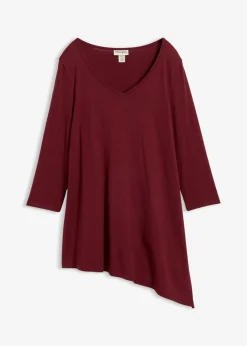 bonprix bonprix Camiseta larga de mezcla de viscosa y algodón rojo avellana Best