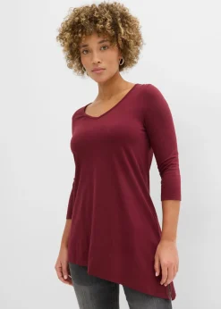 bonprix bonprix Camiseta larga de mezcla de viscosa y algodón rojo avellana Best
