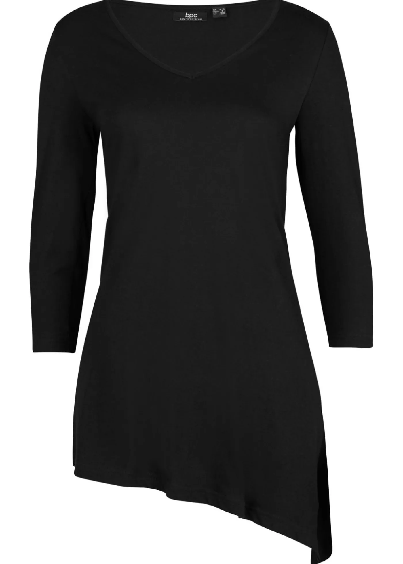 bonprix bonprix Camiseta larga de mezcla de viscosa y algodón Negro Online