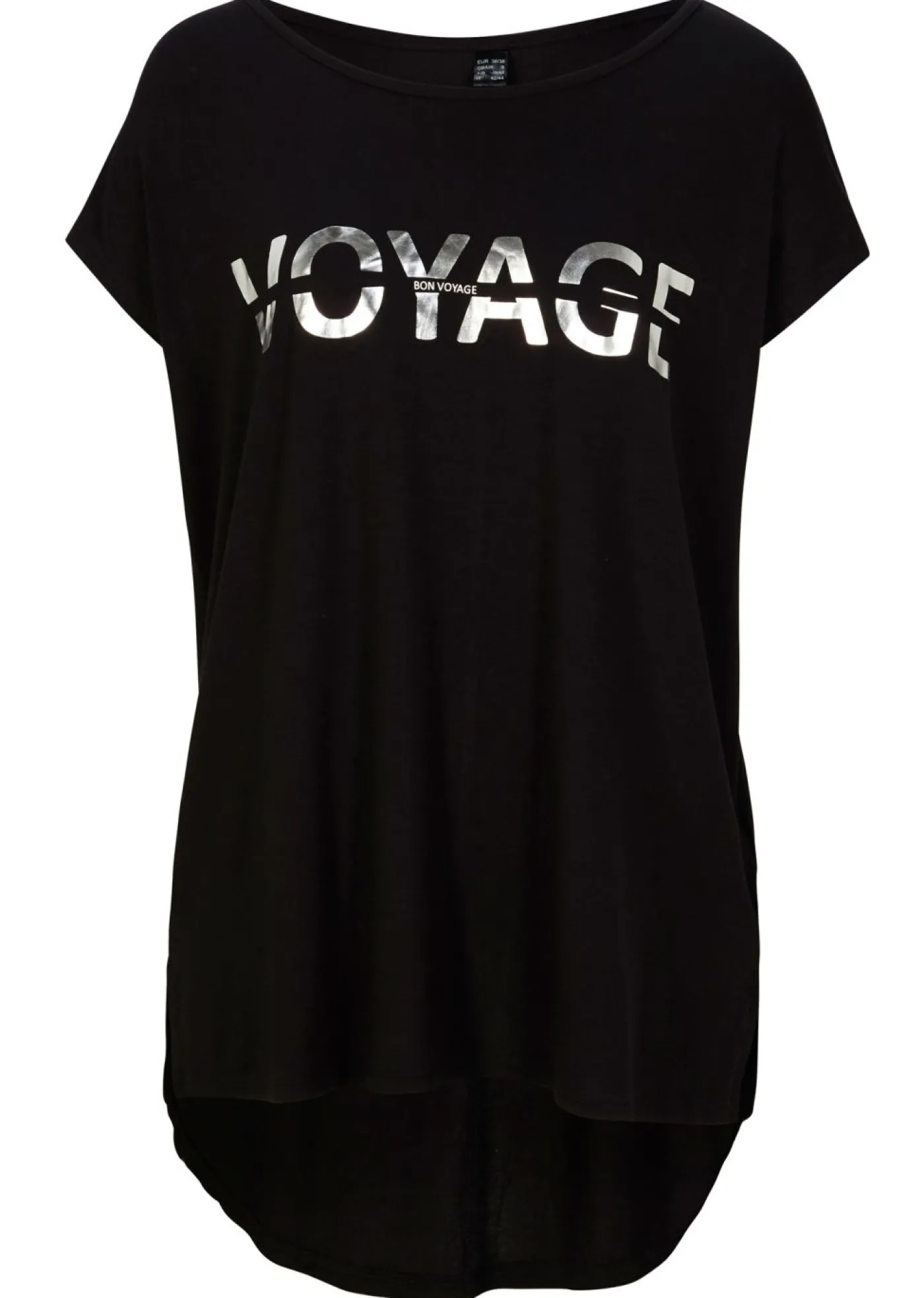 bonprix bonprix Camiseta larga de mezcla de viscosa Negro-plata estampado Best