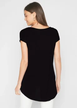 bonprix bonprix Camiseta larga de mezcla de viscosa Negro-plata estampado Best