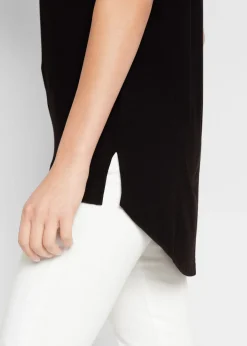 bonprix bonprix Camiseta larga de mezcla de viscosa Negro-plata estampado Best