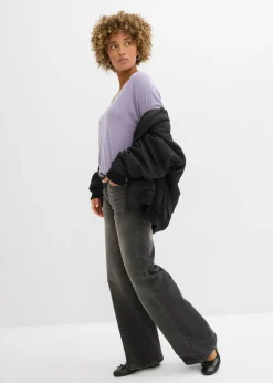 bonprix bonprix Camiseta larga de mezcla de viscosa sostenible violeta ahumado Sale
