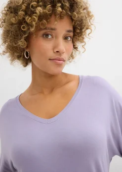 bonprix bonprix Camiseta larga de mezcla de viscosa sostenible violeta ahumado Sale