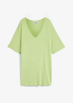bonprix bonprix Camiseta larga de mezcla de viscosa sostenible Verde pera Outlet