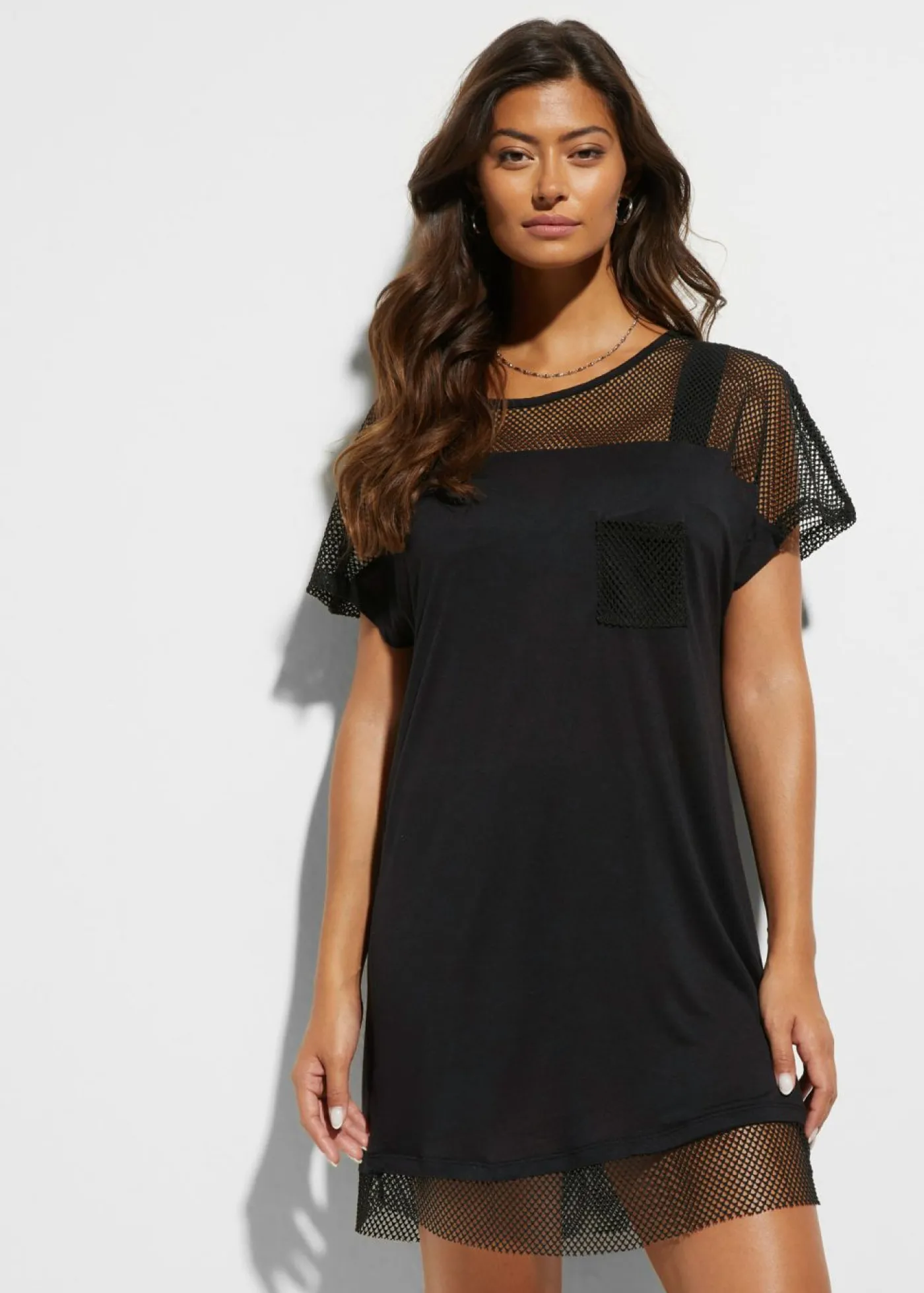 bonprix bonprix Camiseta larga de playa de viscosa Negro Online