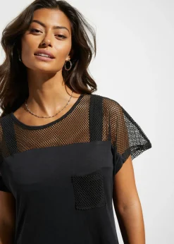 bonprix bonprix Camiseta larga de playa de viscosa Negro Online
