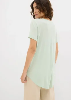bonprix bonprix Camiseta larga de viscosa suave Verde pastel Outlet