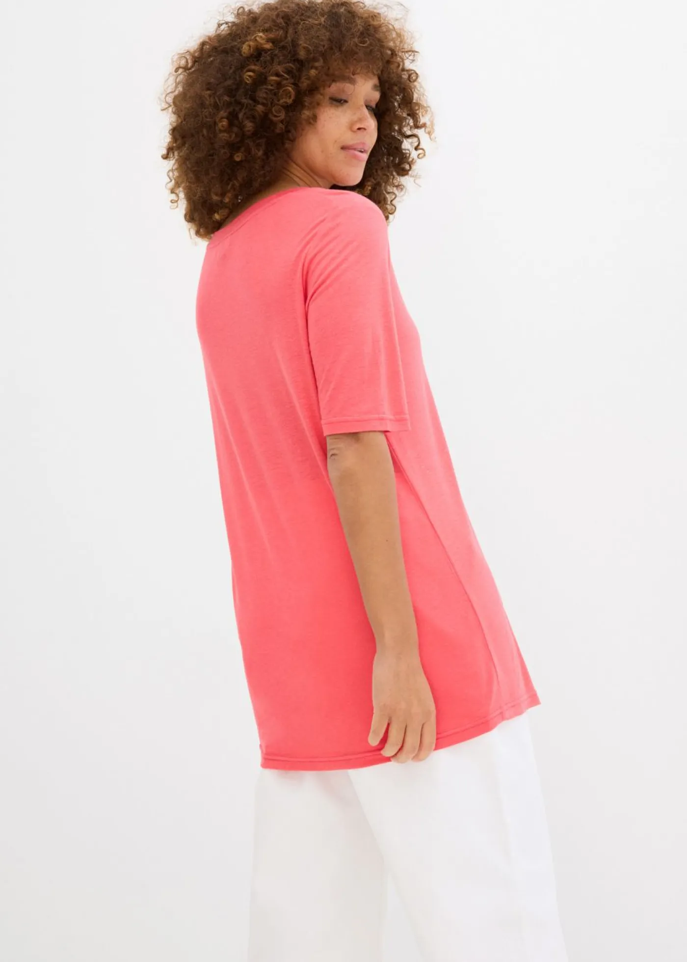 bonprix bonprix Camiseta larga de viscosa suave rosa paraíso Online