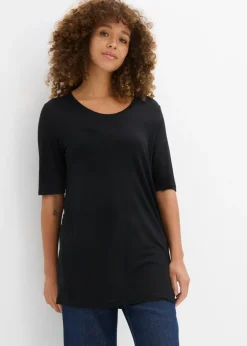 bonprix bonprix Camiseta larga de viscosa suave Negro Online