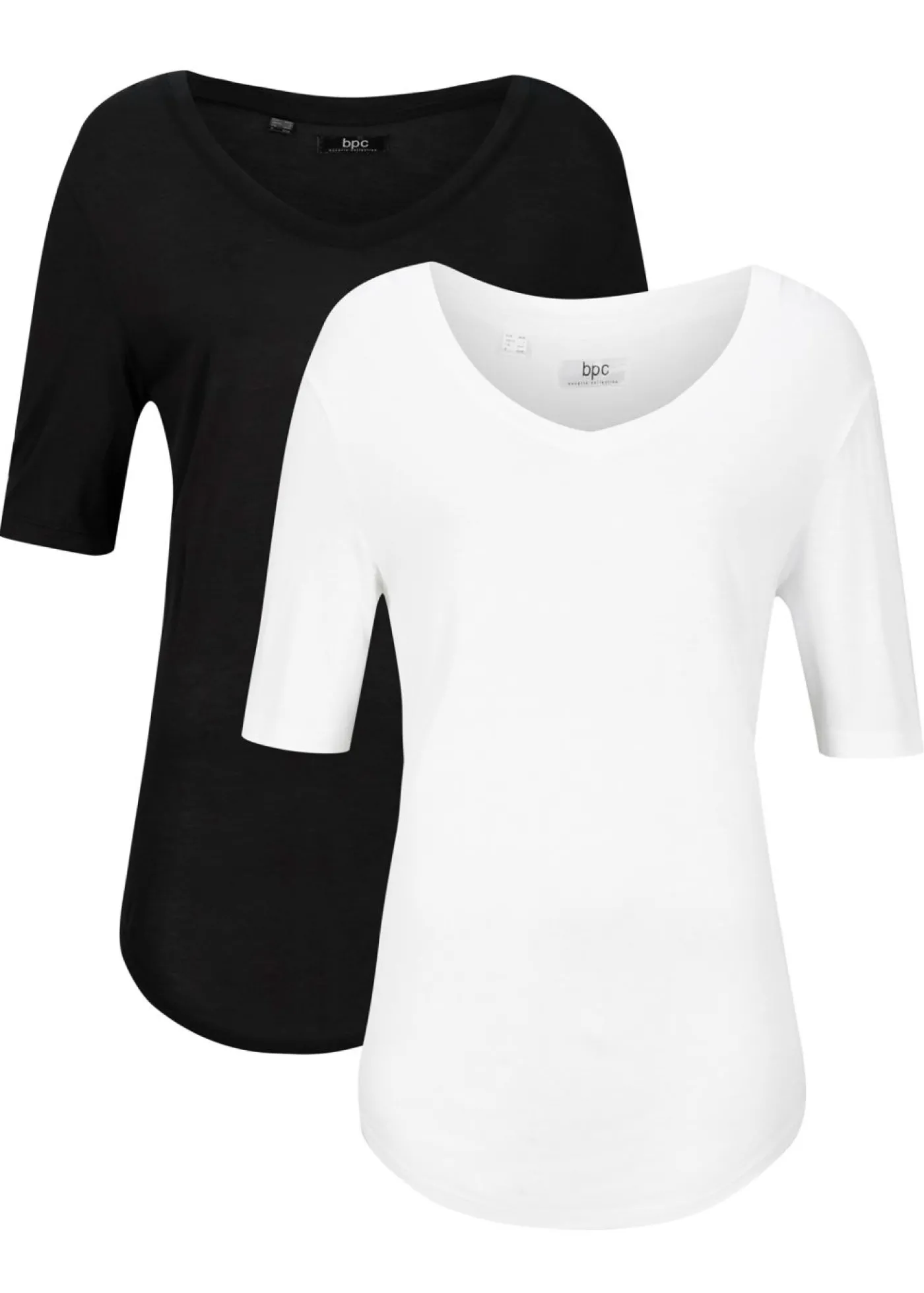 bonprix bonprix Camiseta larga de viscosa suave (2 unidades) Negro+blanco Hot