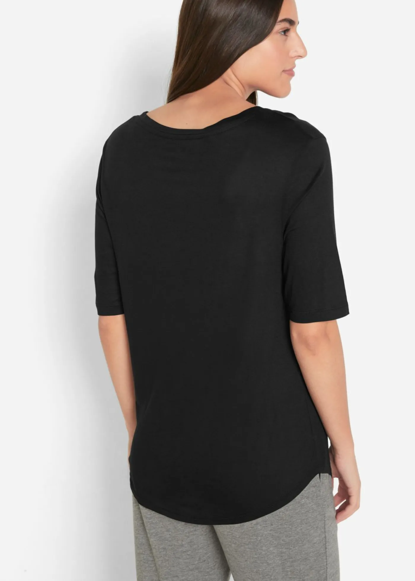 bonprix bonprix Camiseta larga de viscosa suave (2 unidades) Negro+blanco Hot