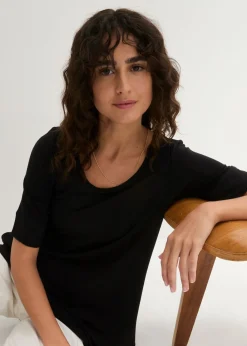 bonprix bonprix Camiseta larga de viscosa suave Negro Sale