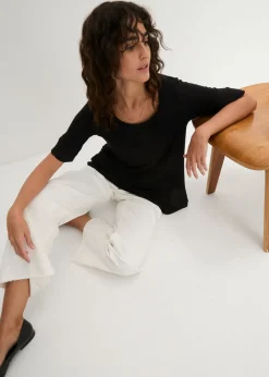 bonprix bonprix Camiseta larga de viscosa suave Negro Sale