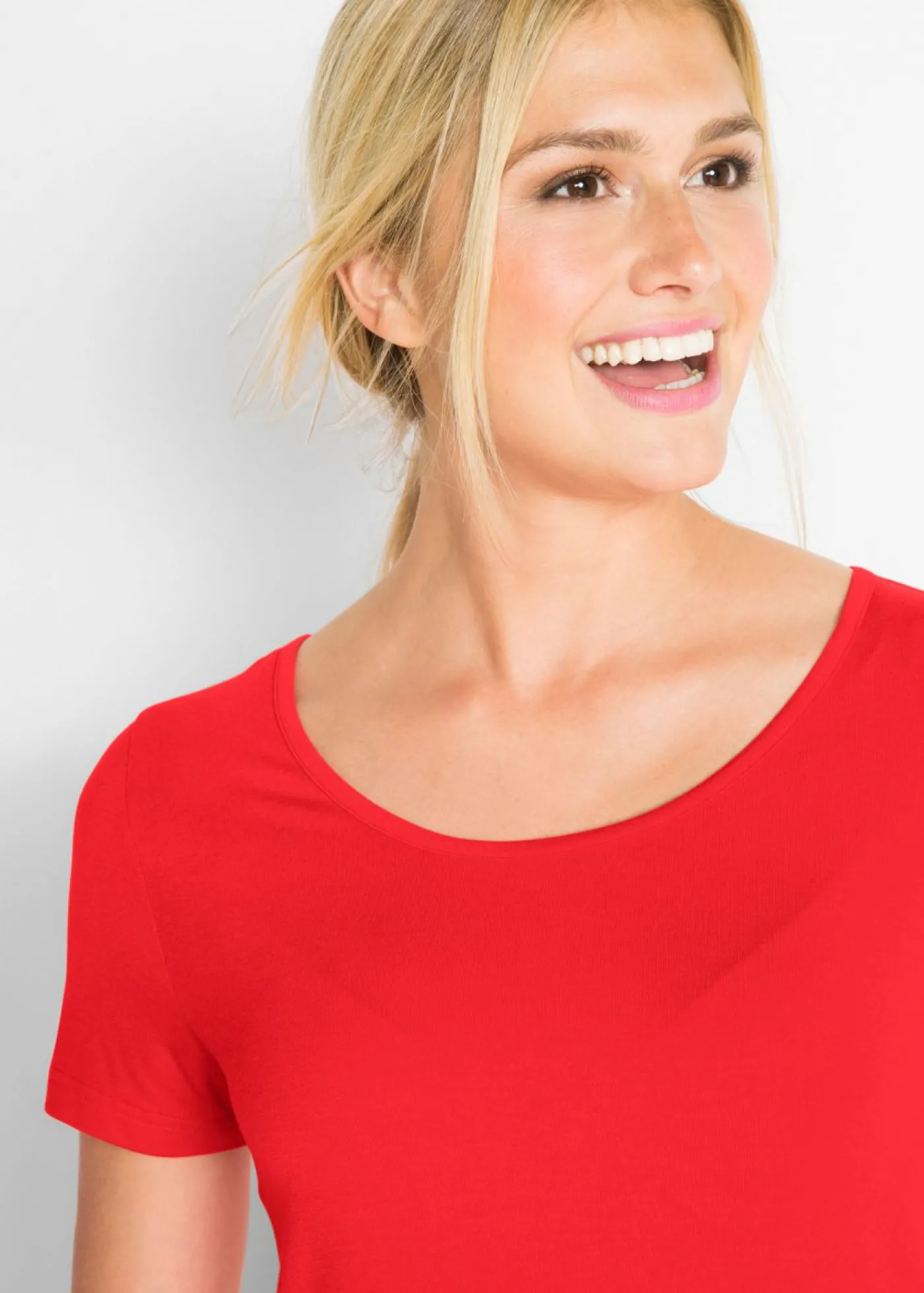 bonprix bonprix Camiseta larga de viscosa suave fresa Sale