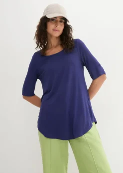 bonprix bonprix Camiseta larga de viscosa suave azul medianoche. Best