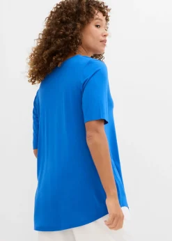 bonprix bonprix Camiseta larga de viscosa suave Azul ártico Best