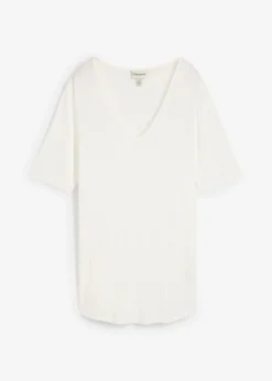 bonprix bonprix Camiseta larga de viscosa suave Blanco lana Outlet