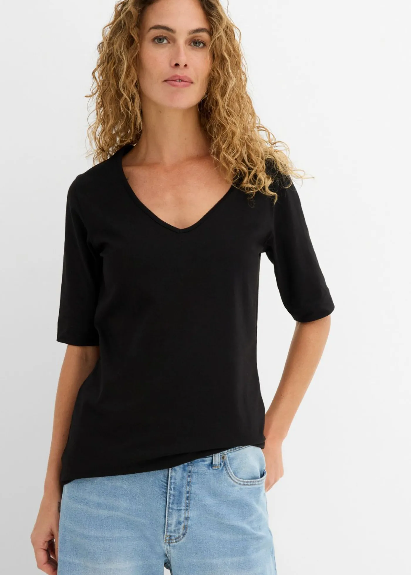 bonprix bonprix Camiseta larga favorecedora Negro
