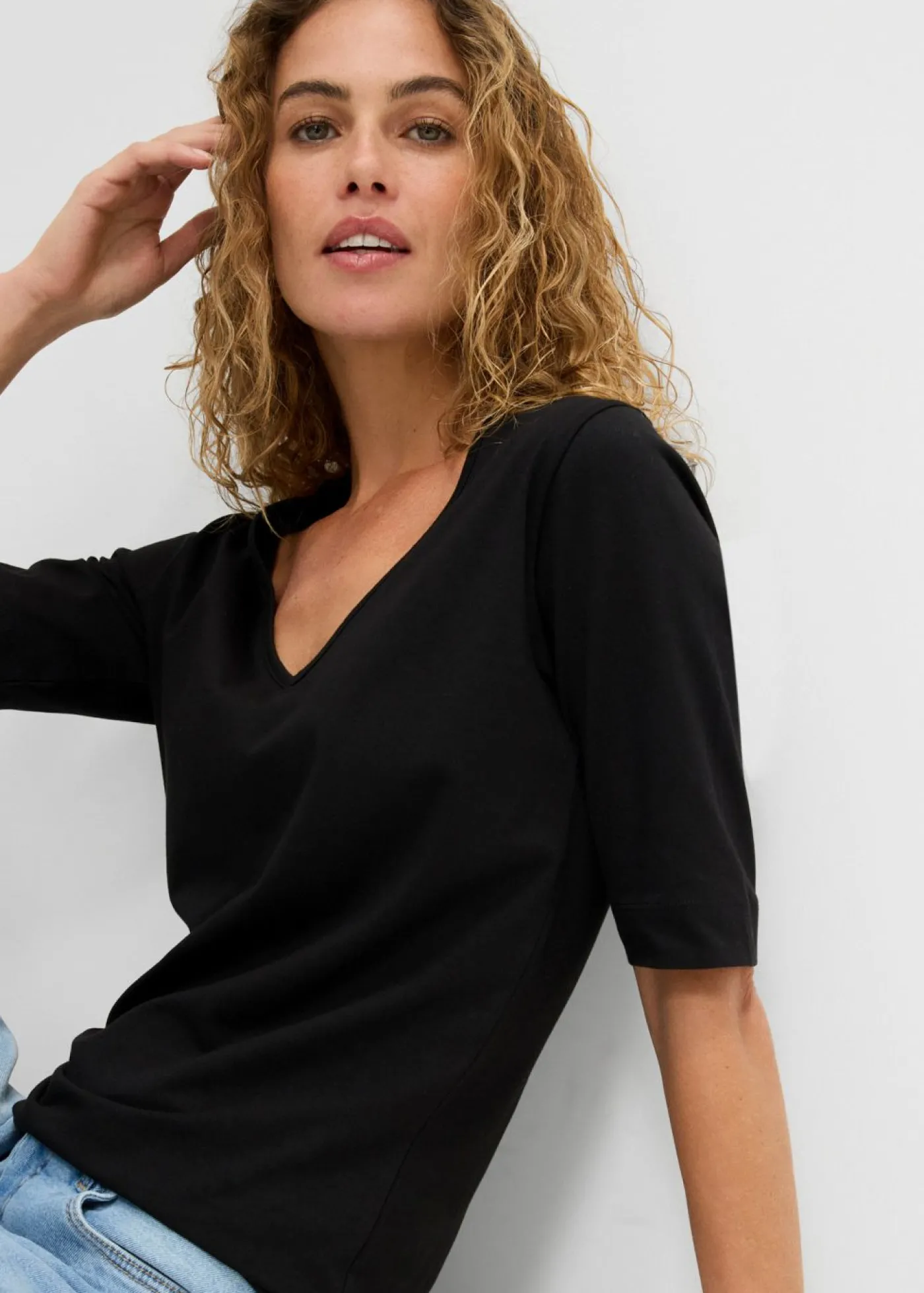 bonprix bonprix Camiseta larga favorecedora Negro