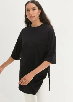 bonprix bonprix Camiseta larga holgada de algodón orgánico puro Negro