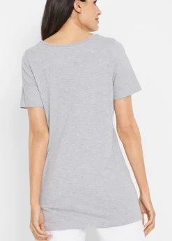bonprix bonprix Camiseta larga (2 unidades) Negro-gris claro jaspeado New
