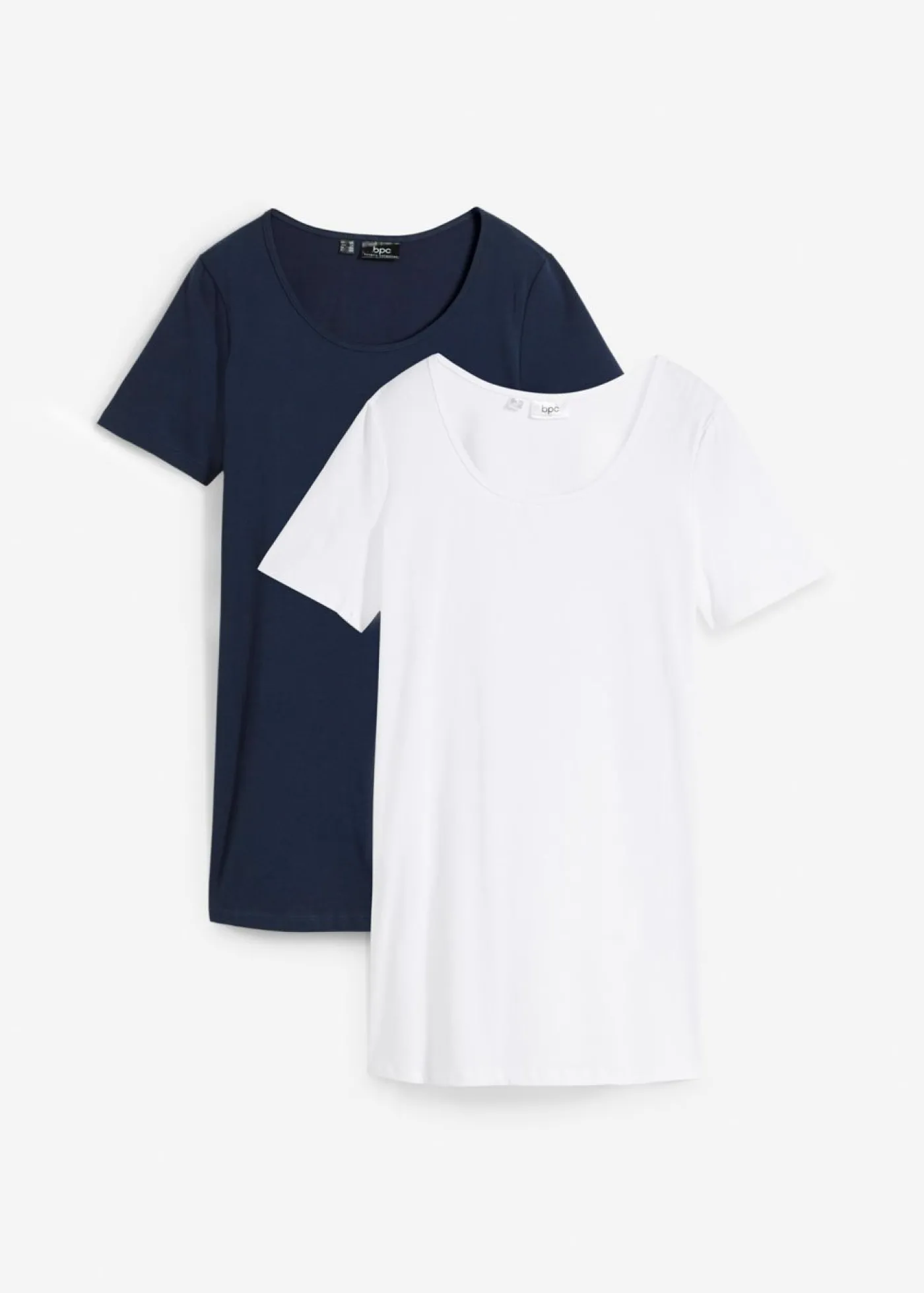 bonprix bonprix Camiseta larga (2 unidades) Azul marino-blanco Clearance