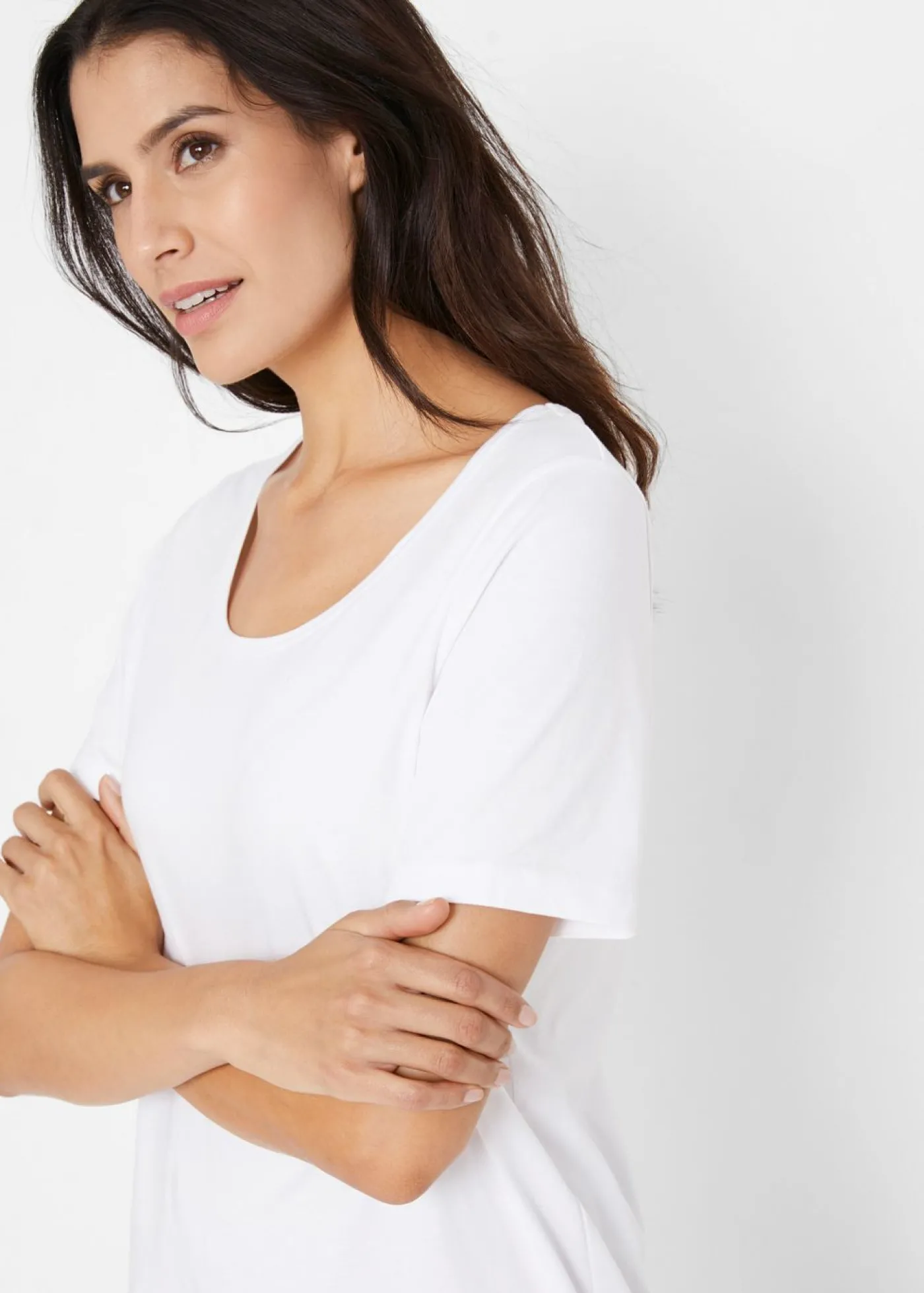 bonprix bonprix Camiseta larga (2 unidades) Azul marino-blanco Clearance