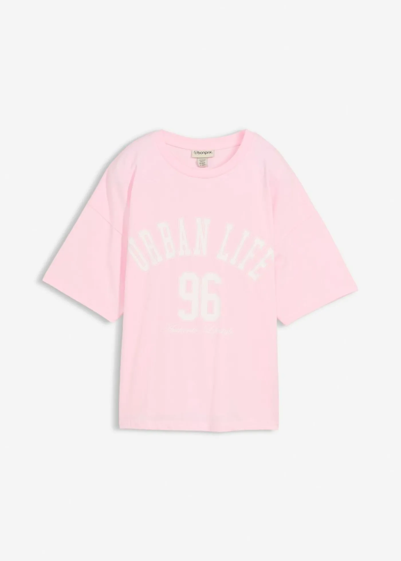 bonprix bonprix Camiseta oversize rosa cristal-blanco