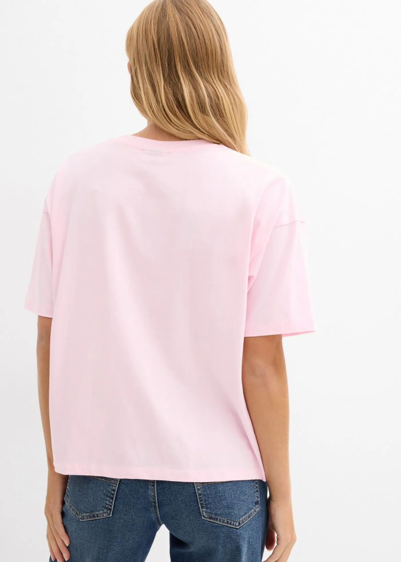bonprix bonprix Camiseta oversize rosa cristal-blanco