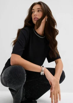 bonprix bonprix Camiseta oversize con aplicaciones Negro Best
