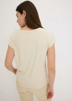 bonprix bonprix Camiseta oversize con cinta de encaje crudo-verde oliva Clearance