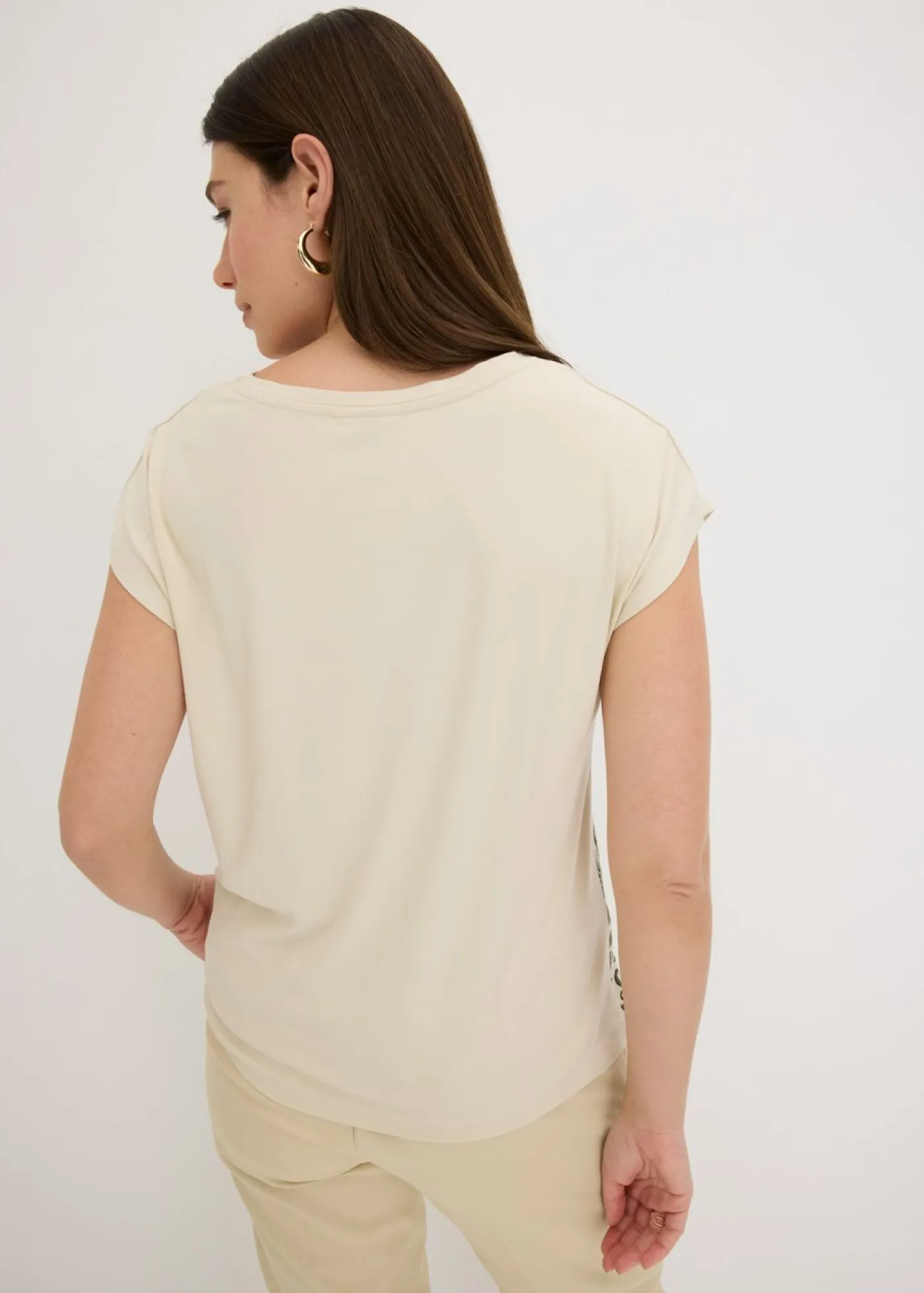 bonprix bonprix Camiseta oversize con cinta de encaje crudo-verde oliva Clearance