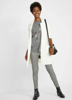 bonprix bonprix Camiseta oversize con cuello redondo Gris jaspeado con flores New
