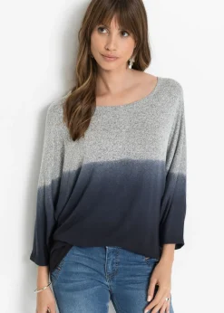 bonprix bonprix Camiseta oversize con transición de colores gris/negro moteado