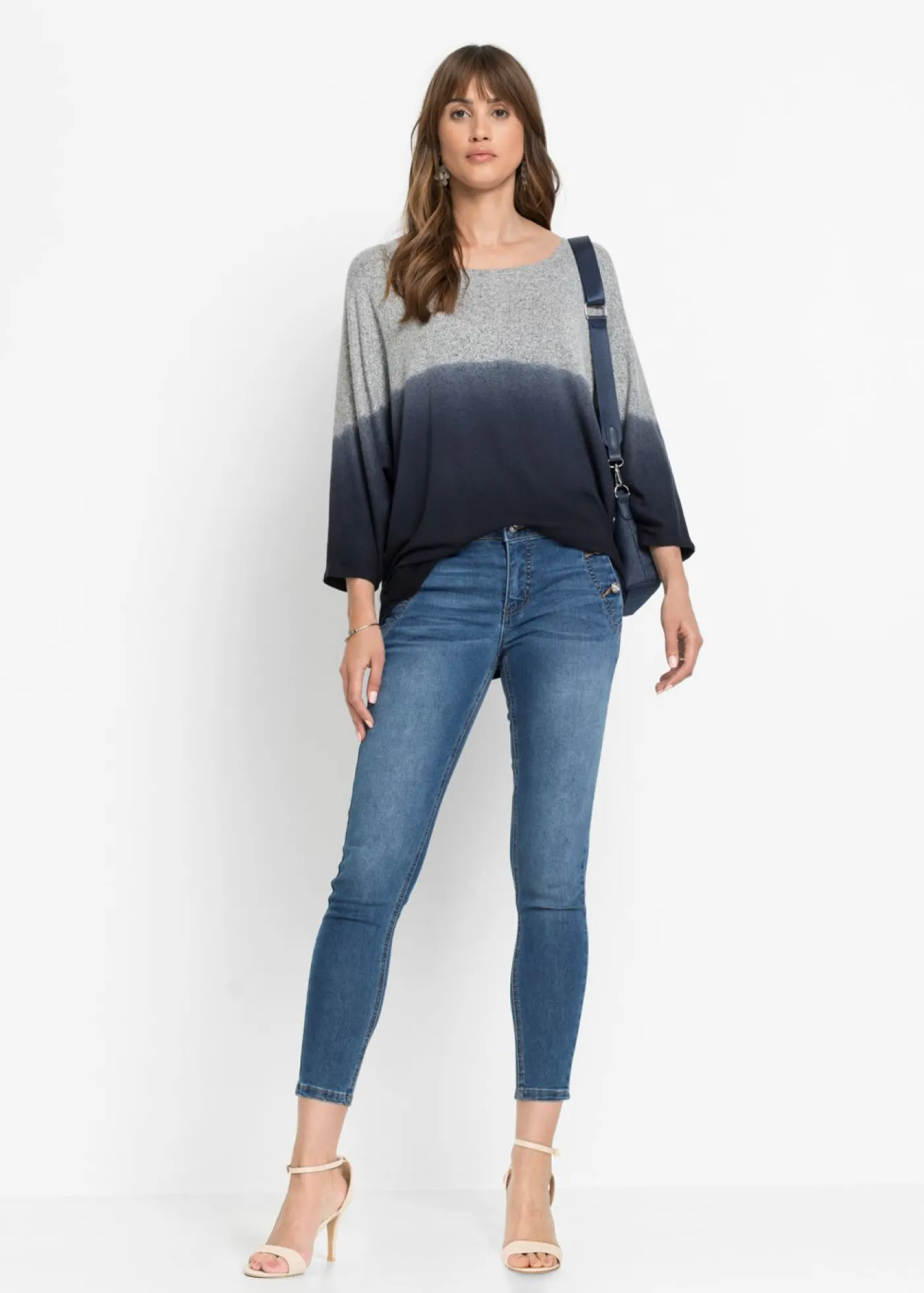 bonprix bonprix Camiseta oversize con transición de colores gris/negro moteado