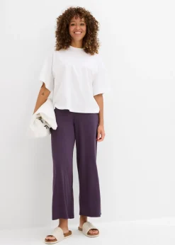 bonprix bonprix Camiseta oversize, corta, de algodón orgánico puro y pesado Gris claro jaspeado Discount