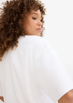 bonprix bonprix Camiseta oversize, corta, de algodón orgánico puro y pesado Gris claro jaspeado Discount
