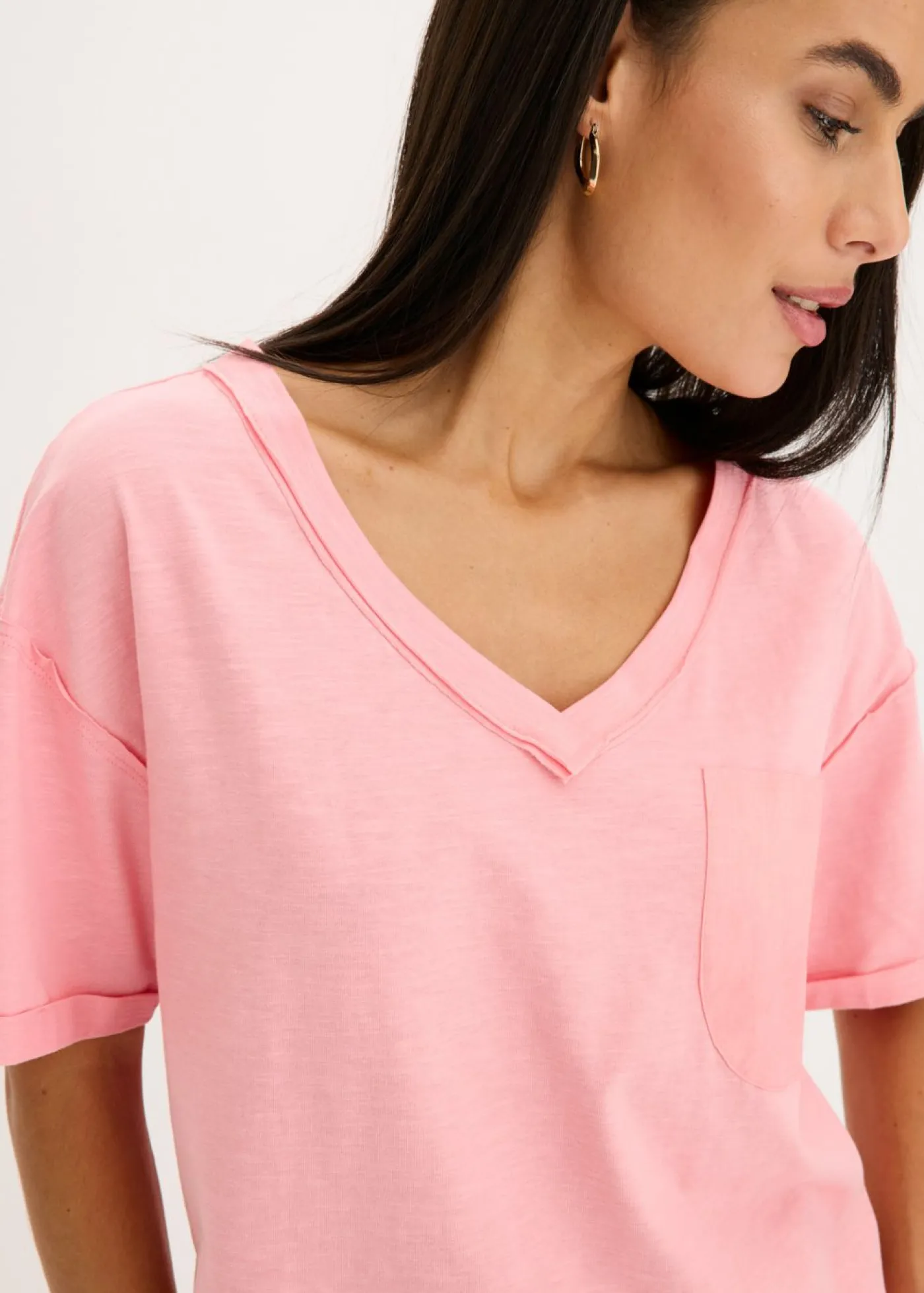 bonprix bonprix Camiseta oversize de algodón puro rosa pálido Discount