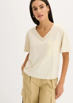 bonprix bonprix Camiseta oversize de algodón puro Crudo Clearance