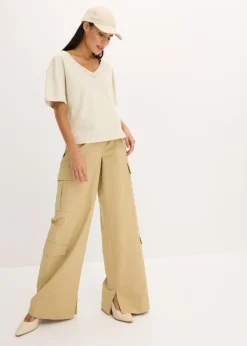 bonprix bonprix Camiseta oversize de algodón puro Crudo Clearance