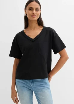 bonprix bonprix Camiseta oversize de algodón puro Negro Hot