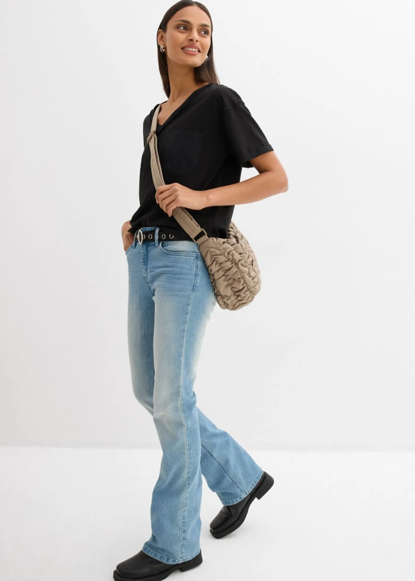 bonprix bonprix Camiseta oversize de algodón puro Negro Hot