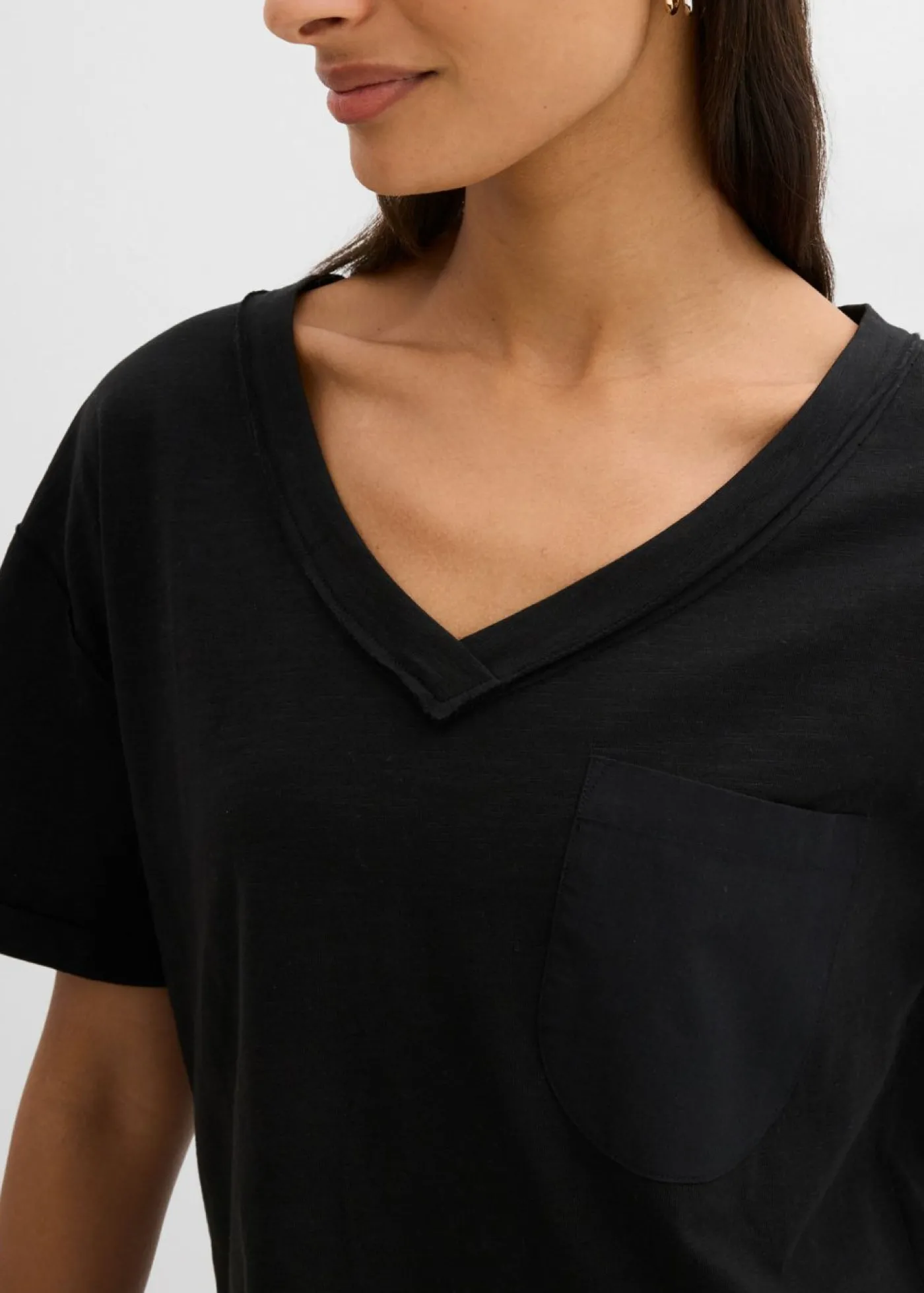 bonprix bonprix Camiseta oversize de algodón puro Negro Hot